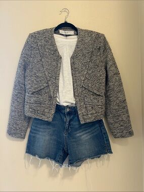 IRO Paris Textured Shoulder-Pad Cropped Blazer Jacket